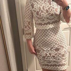 Ivy City Co White Lace Long Sleeve Dress